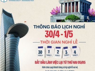 [THÔNG BÁO] LỊCH NGHỈ LỄ 30/04 &amp; 01/05 NĂM 2025